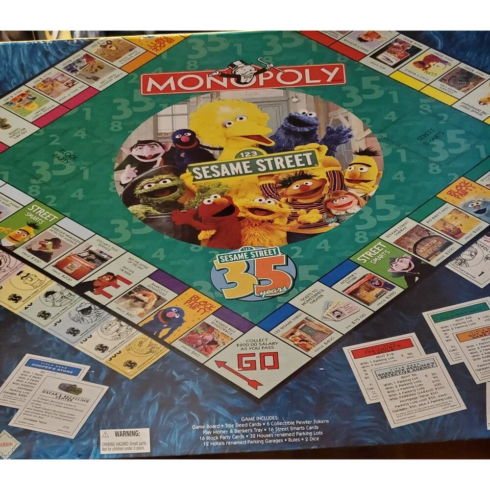 Sesame Street Monopoly Board Game 35 Years 2004 Hasbro 100% Complete in Box